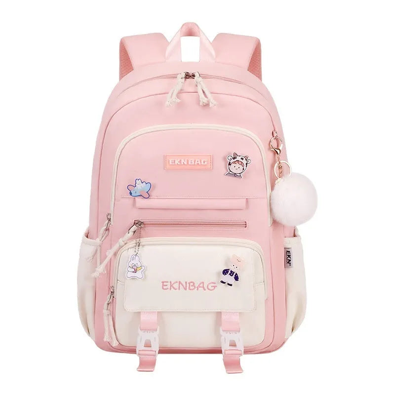 Girls waterproof school backpack in multiple colours with curved shoulder straps