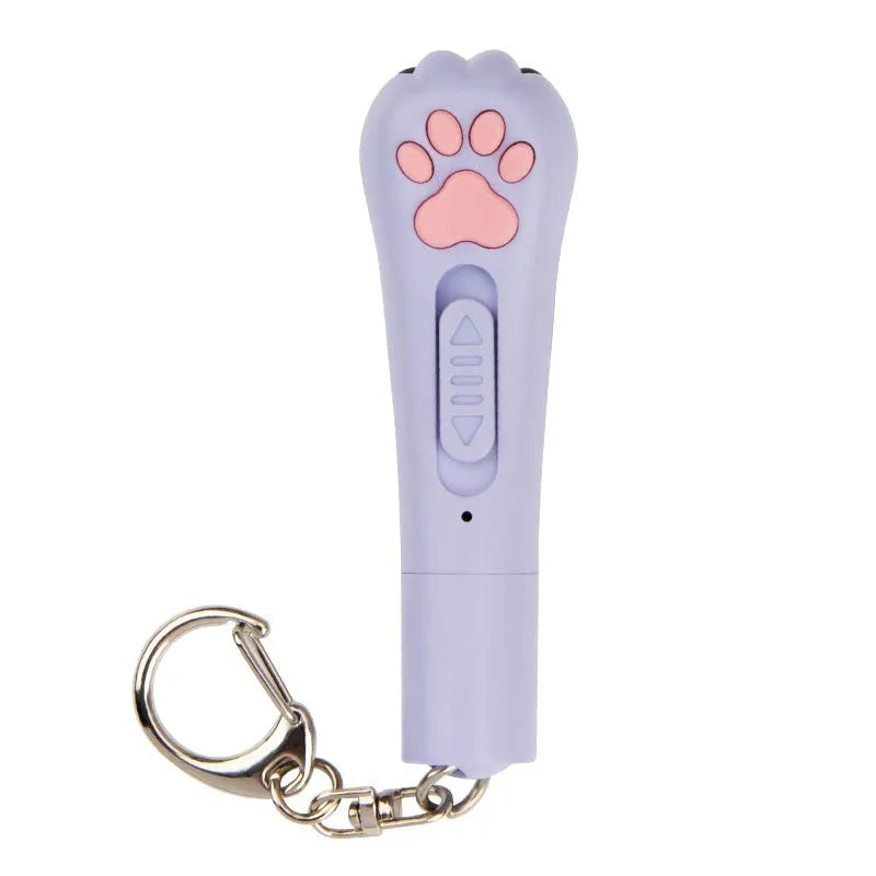 Infrared mini cat footprints charging toy with moonlight lamp in pink, blue, purple, and white options