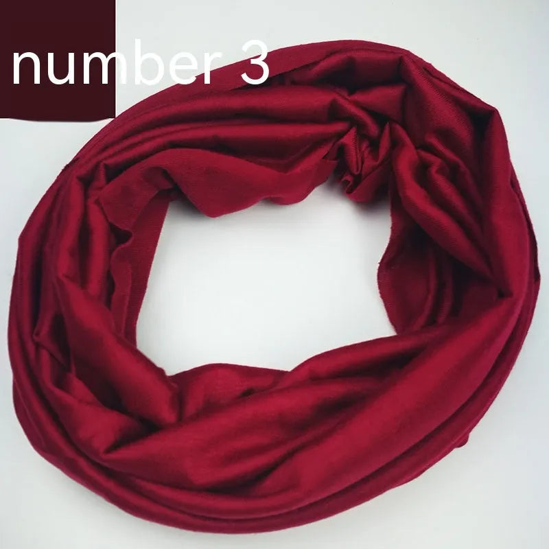 Polyester magic headscarf for outdoor sports shown in multiple colours on free size mannequin