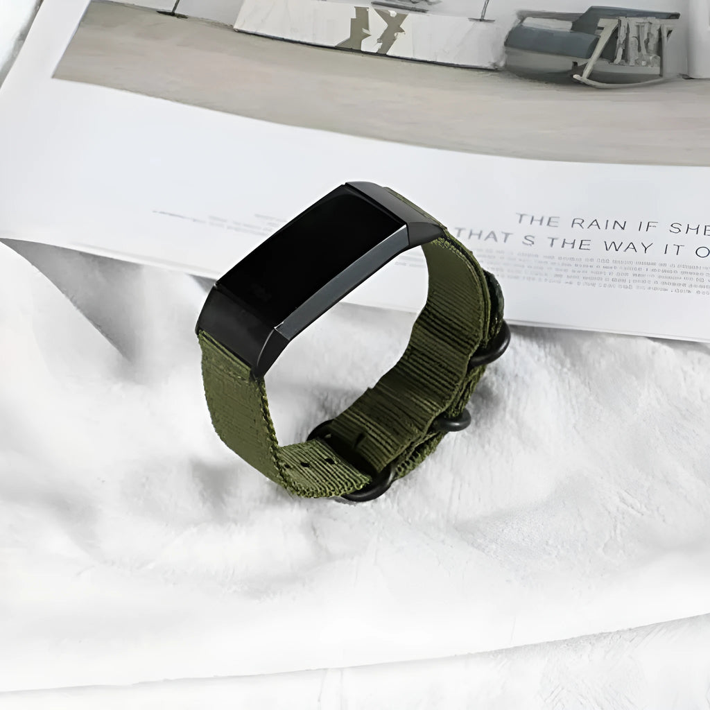 Fitbit Charge nylon replacement strap with three-ring buckle in multiple colour options
