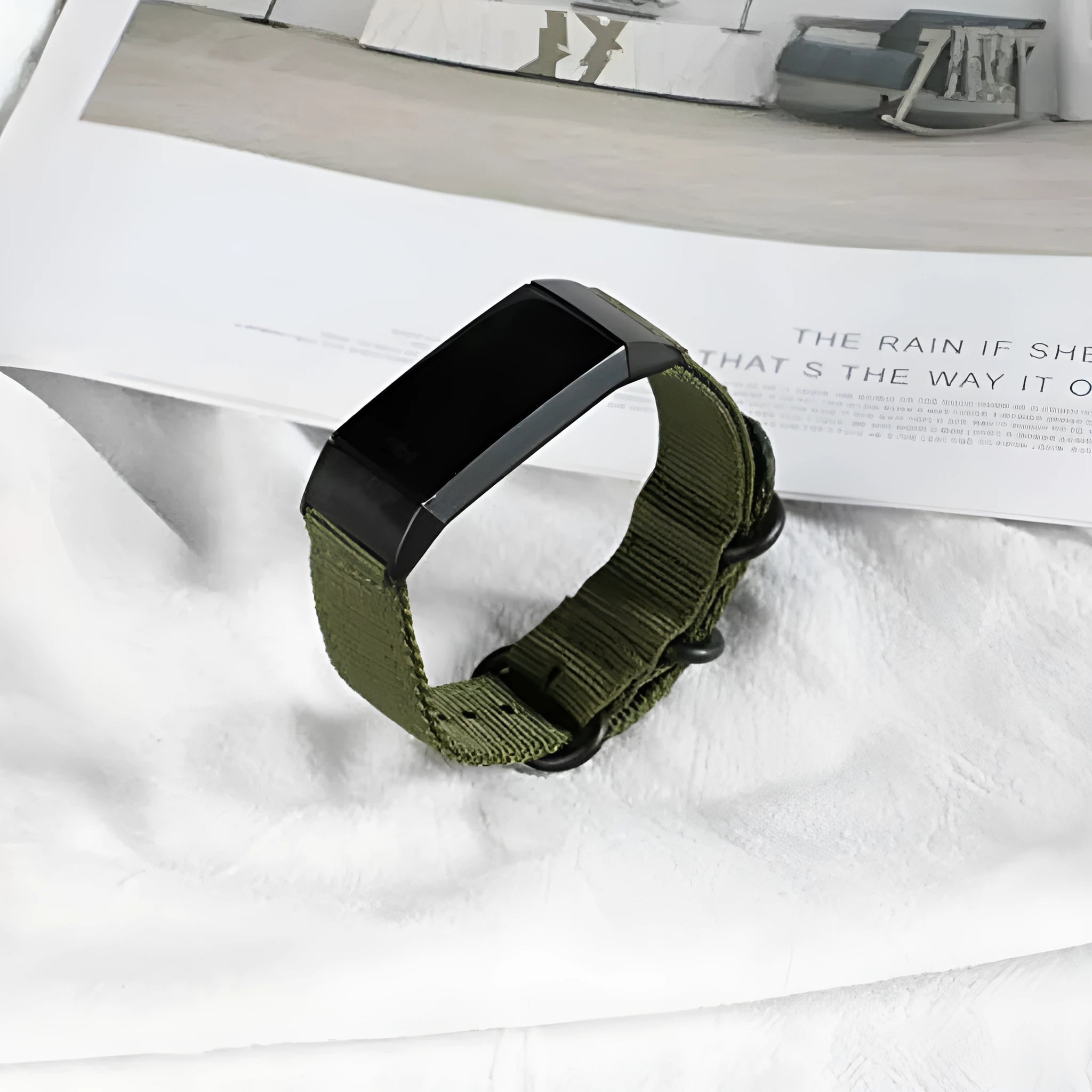 Fitbit Charge nylon replacement strap with three-ring buckle in multiple colour options