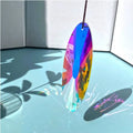 Rainbow electroplated crystal Christmas tree pendant decoration for garden or indoor hanging.