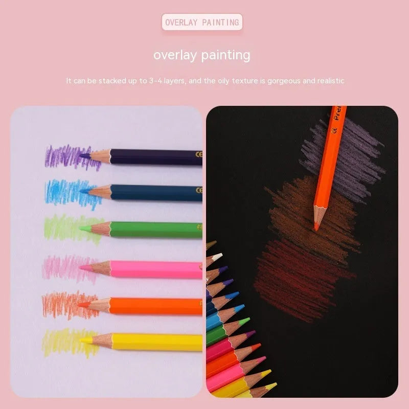 Wooden colour pencil set with double-headed leads in 12 or 6 piece configurations