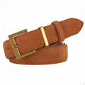 Ladies' genuine cowhide leather belt with quadrilateral design and pin buckle fastening