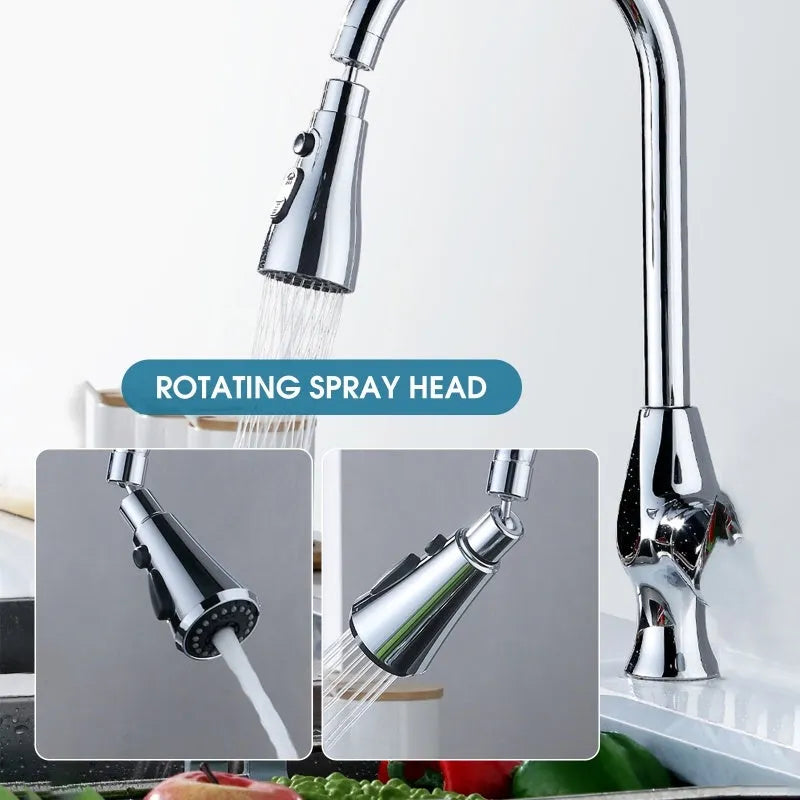Universal pressurized faucet sprayer in matte black with 360-degree rotating head on a kitchen sink