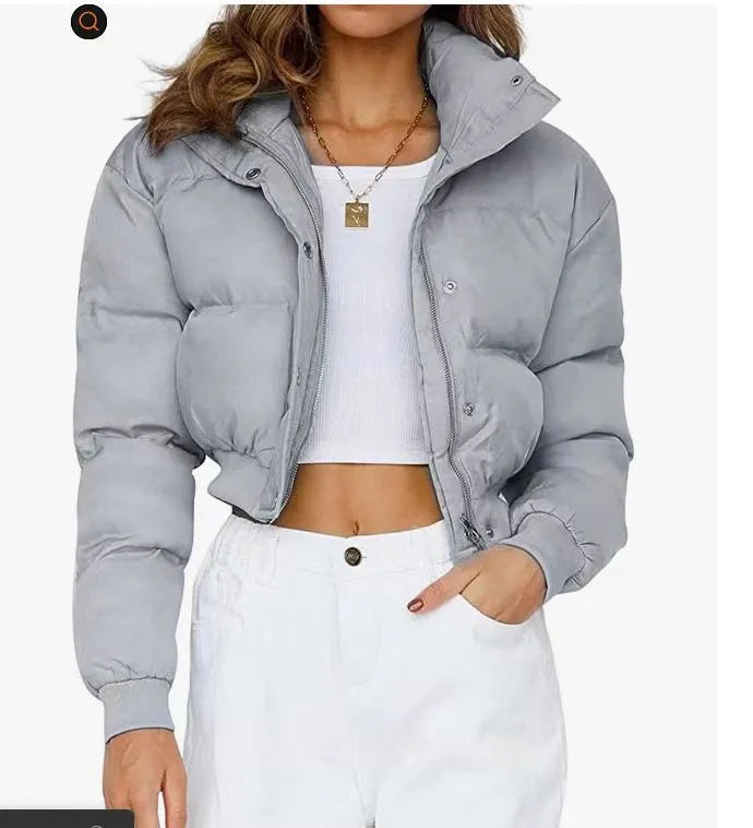 Women's loose polyester long sleeve jacket in blue with regular sleeve and relaxed fit