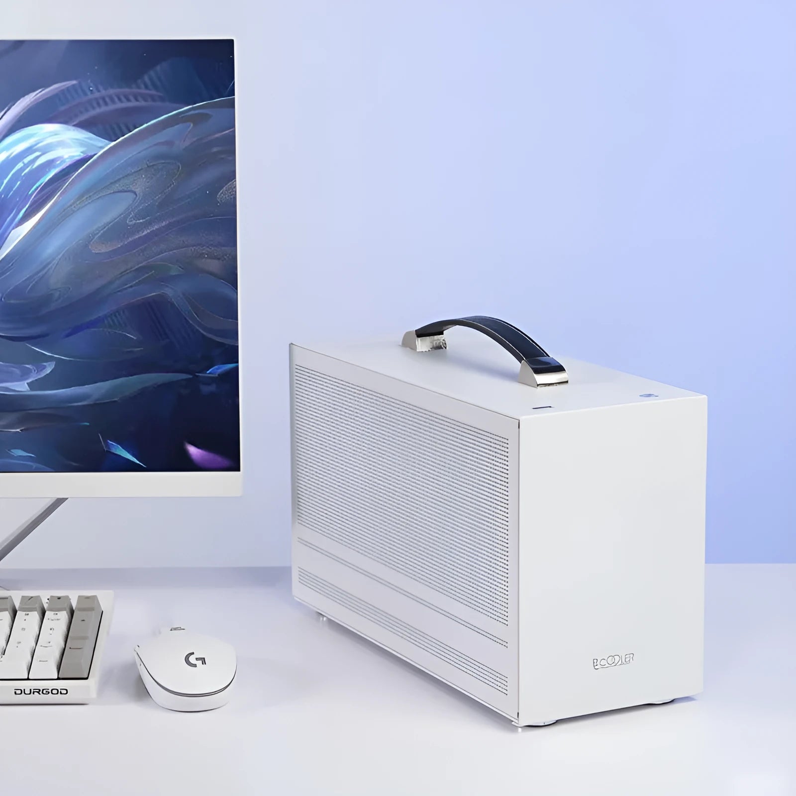 Hummingbird PRO ITX desktop computer chassis in titanium grey or white colour options