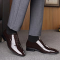 Men's business formal shoes with pointed toe and artificial PU upper in black colour