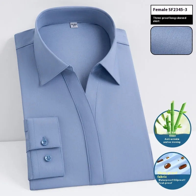 Men's slim fit bamboo fibre business shirt with square collar in waterproof stain resistant fabric