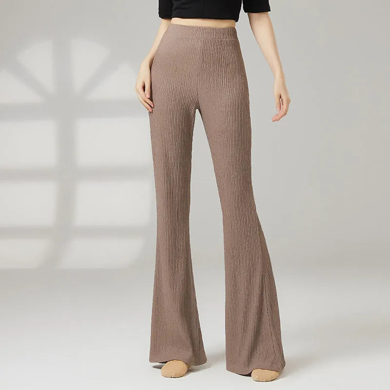 Women's solid colour polyester dance practice trousers for classical and sports dance.
