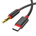 Nylon braided audio cable with car adapter in black or silver colour