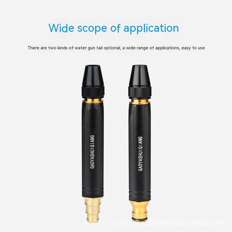 Black alloy car washing gun with straight spray nozzle design