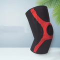 Red and grey silicone sports knee pads with non-slip design for running and climbing