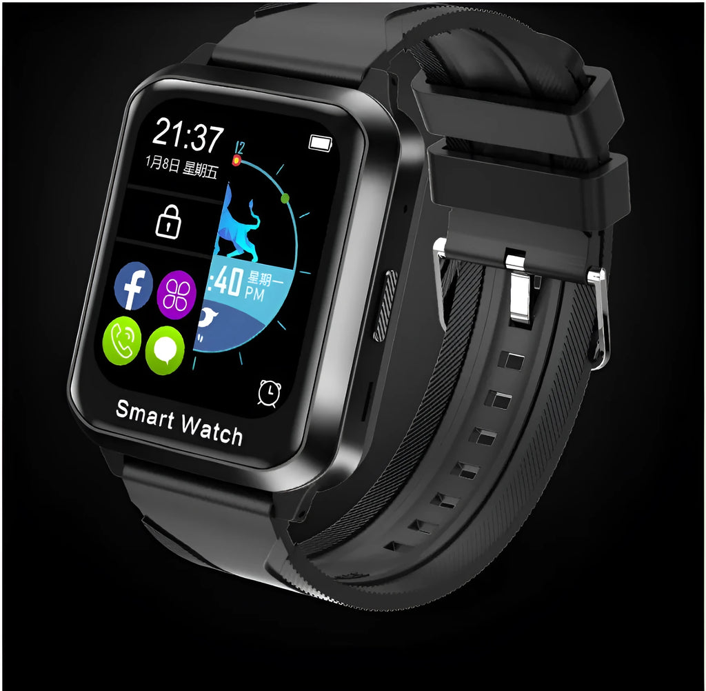 Split screen password lock screen Bluetooth call smart bracelet 1.78 inch touch silicone wristband waterproof black