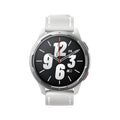 Smart watch with call function and dual band GPS on a silicone strap, showing a touch screen interface.
