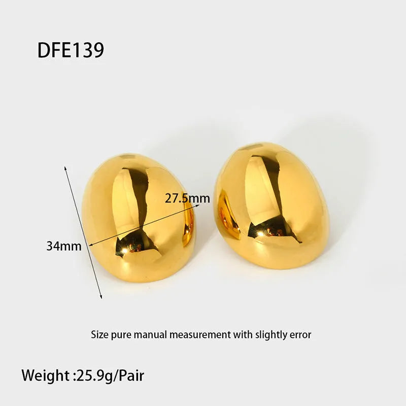Geometric ear studs with exaggerated glazed surface in 18K gold electroplated stainless steel