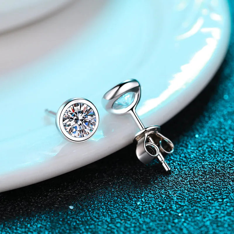 Geometric design gold-plated silver earrings with a choice of moissanite or zircon stones.