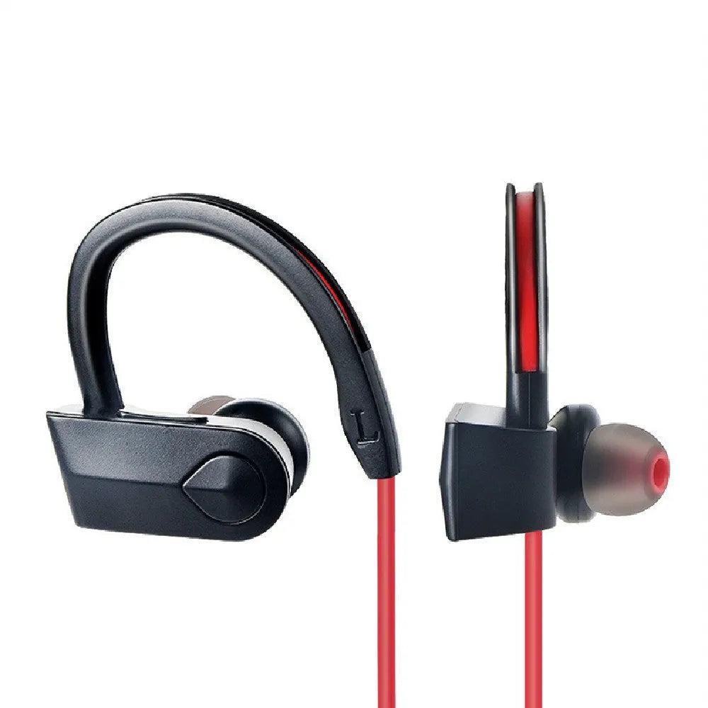Wireless neck mounted Bluetooth earphones in black blue red colours