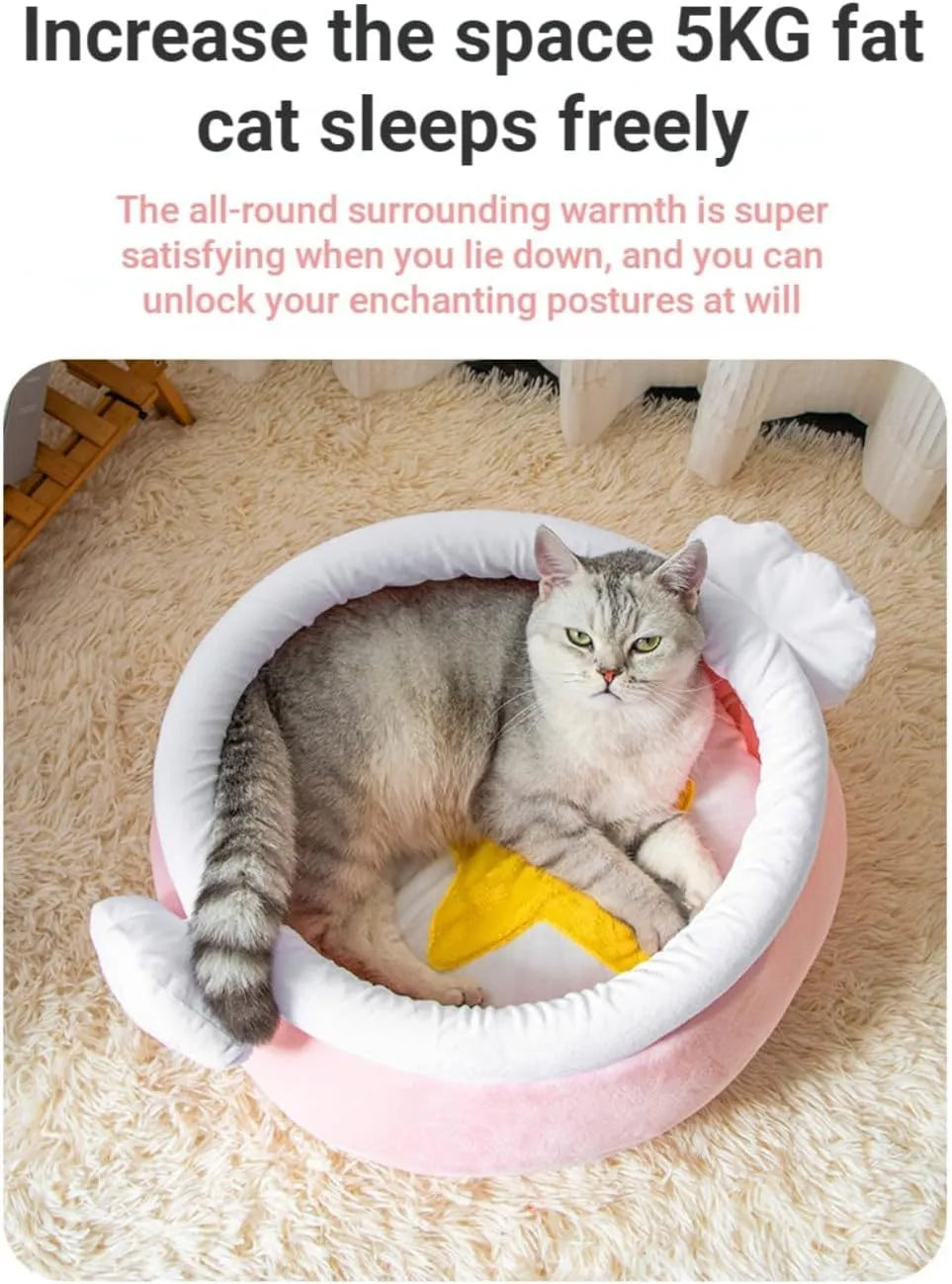 Pink honey pot shaped cat sofa bed with removable pad, for small cats and dogs.