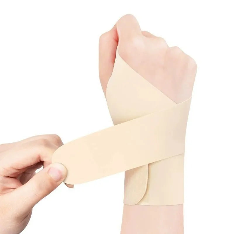 Adjustable athletic wristguard in black colour showing breathable thin construction