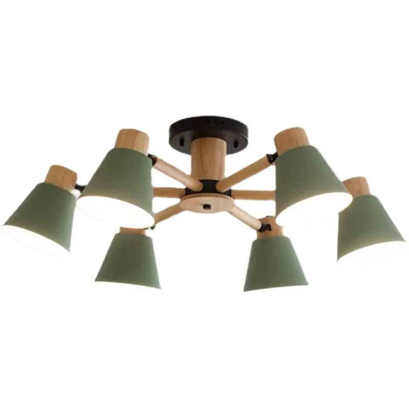 Nordic isn macaron ceiling pendant lamp with ironwood construction in multiple colour options