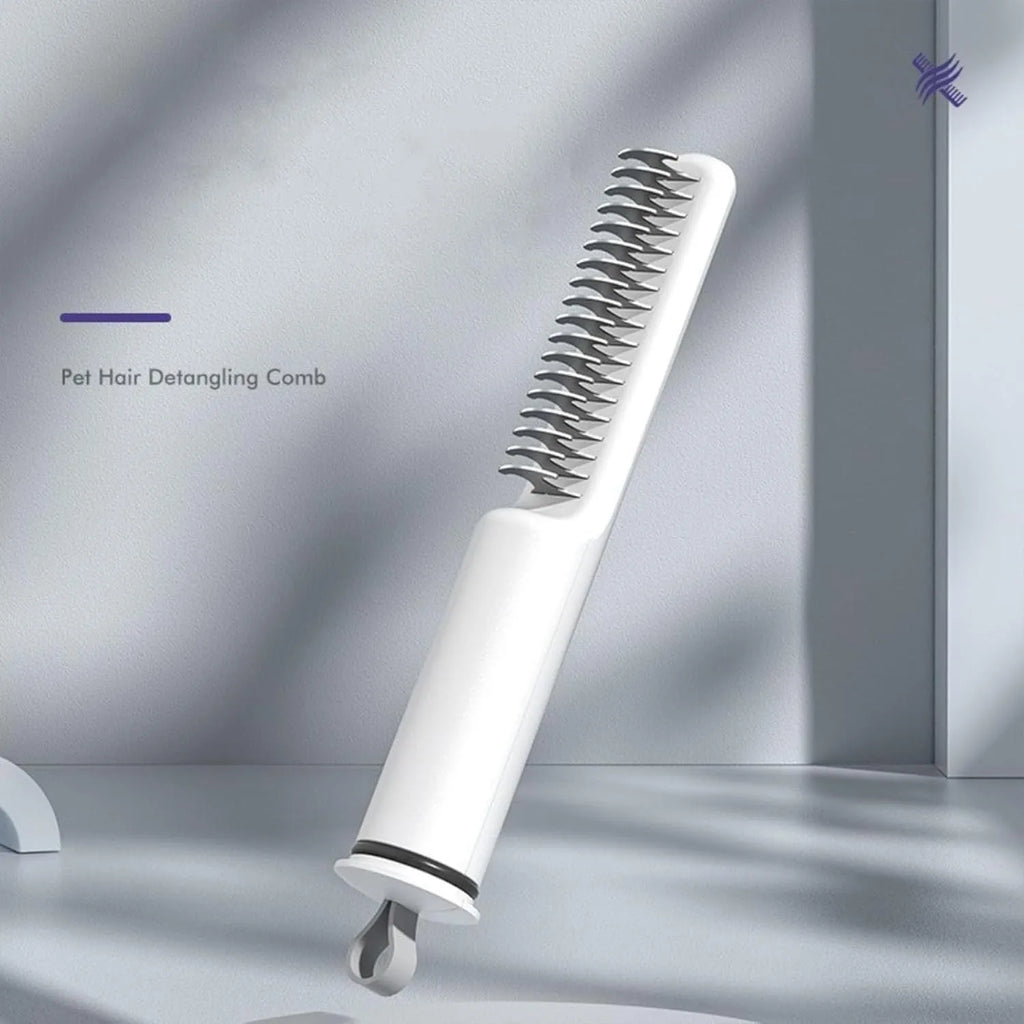 Stainless steel dematting comb with user-friendly handle for removing knots from dog hair