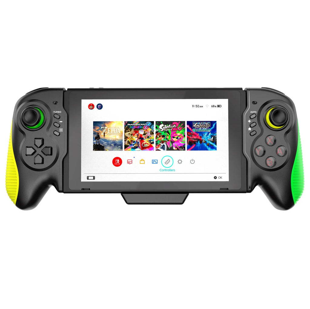 Yellow-green ABS game controller with somatosensory burst function for Switch and PC