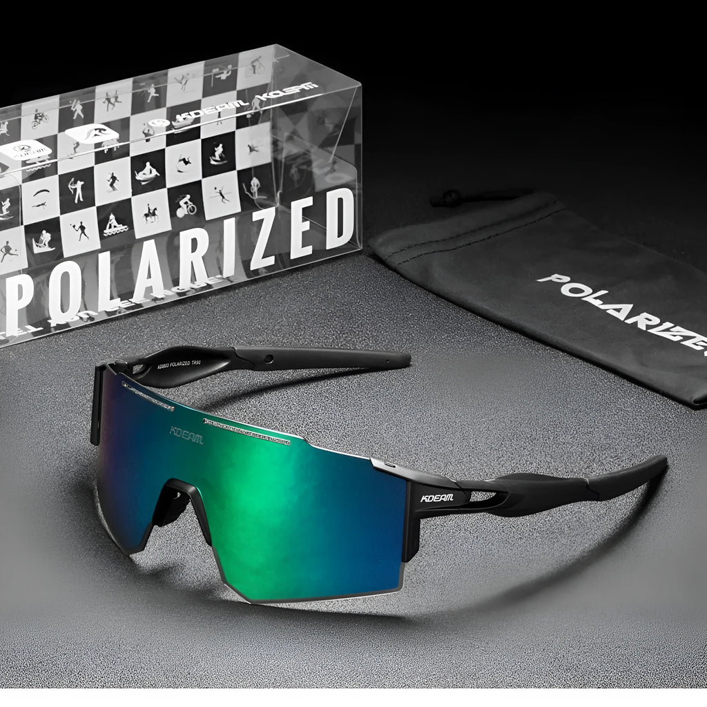 Ultralight TR90 polarized cycling sunglasses frameless sport glasses in a dazzling colour