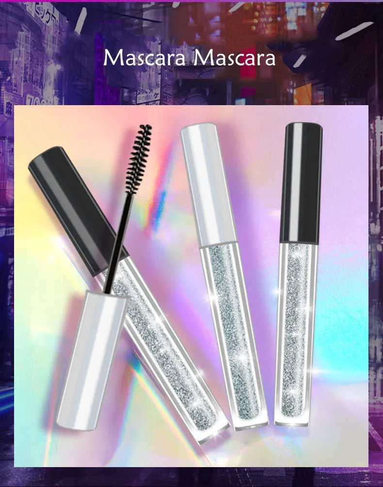 Black Eye Mask Crushing Drill Mascara 13ml in silver tube with waterproof sweatproof natural thick curly lash effect