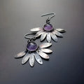 Purple animal modelling bohemian earrings with resin gemstones and retro style details
