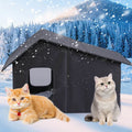Outdoor waterproof cat nest in grey with removable Oxford cloth cover and perforated plate structure for cage use