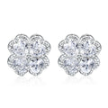 Zeng Yin four-leaf clover heart shape 925 silver earrings with zircon stones and white gold colour finish
