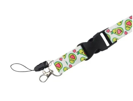 Fruit avocado cartoon double-sided polyester buckle mobile phone lanyard 45cm on white background