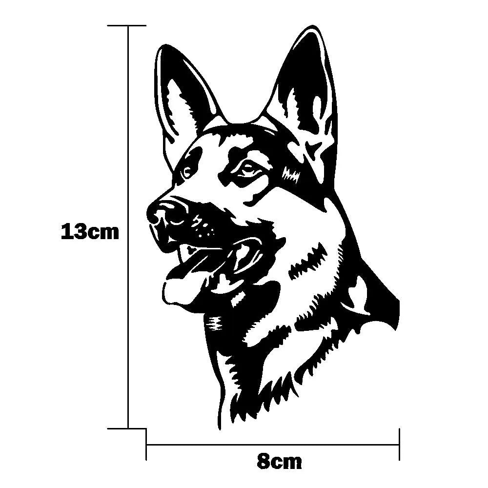 Reflective Alsace Shepherd dog bumper sticker measuring 13x8cm
