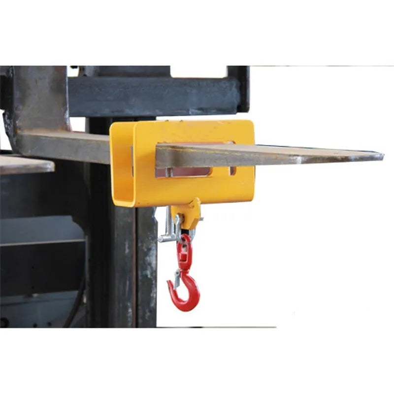 Iron forklift crane hook attachment with rotatable drum and safety locking mechanism for 25T loads.