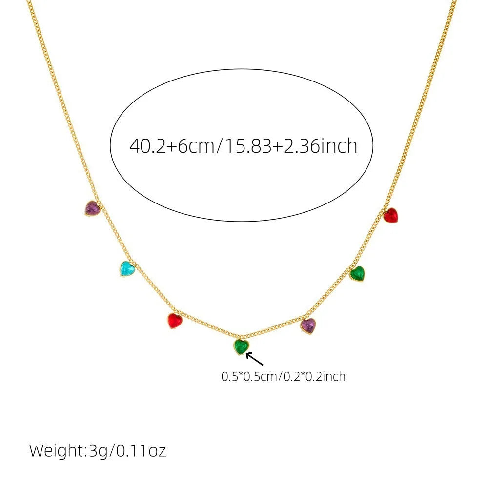 Women's gold-plated stainless steel heart necklace with adjustable chain length