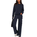 Women's polyester leisure sports suit with long sleeves and full-length trousers in multiple colour options