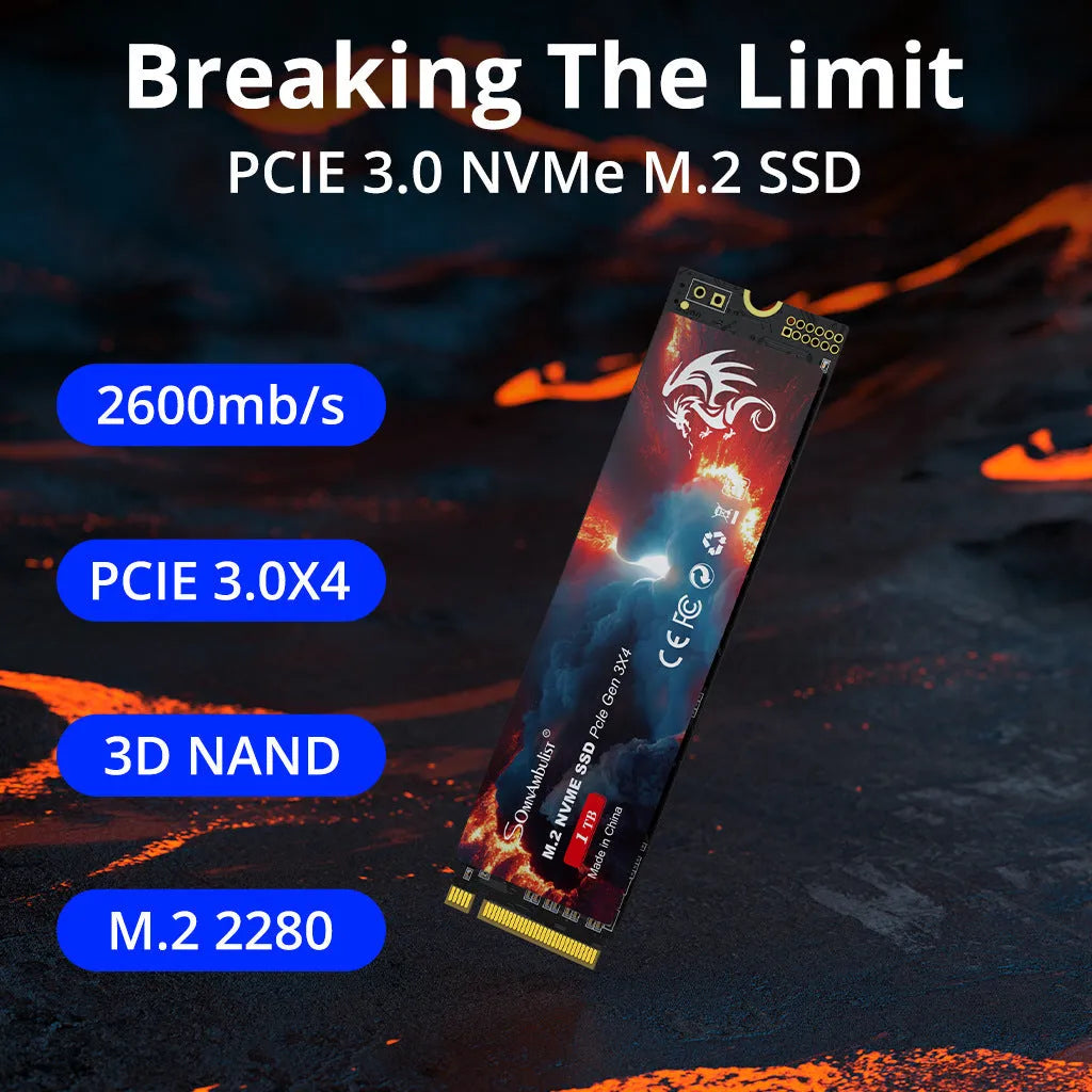 M.2 NVMe solid state drive for desktop computers with PCIe 3.0 interface