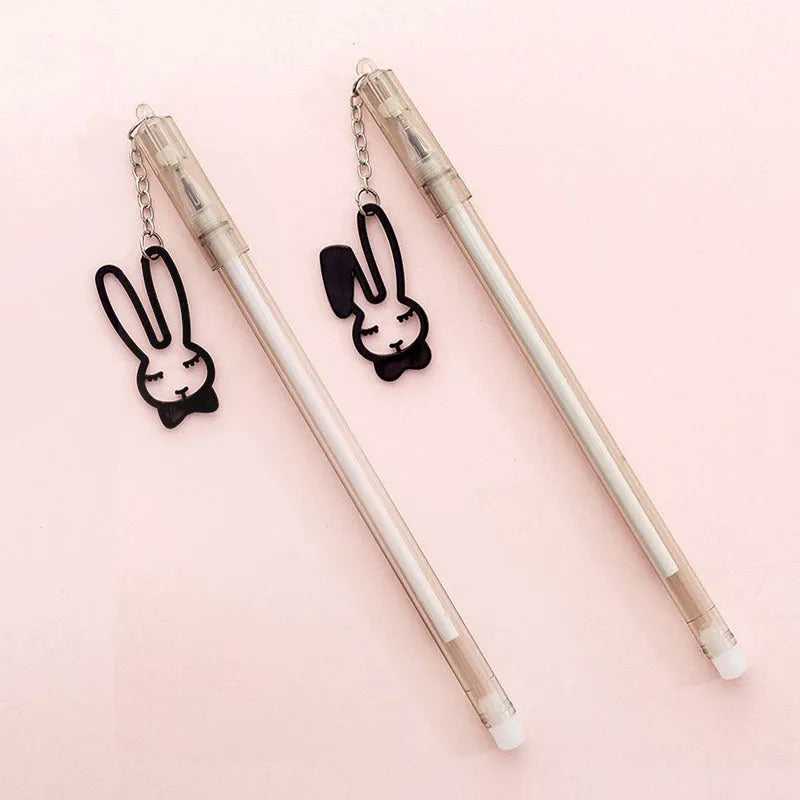 Paper crane rabbit pendant gel pen with fine 0.38mm tip, plastic body, 17cm length, white paper crane option