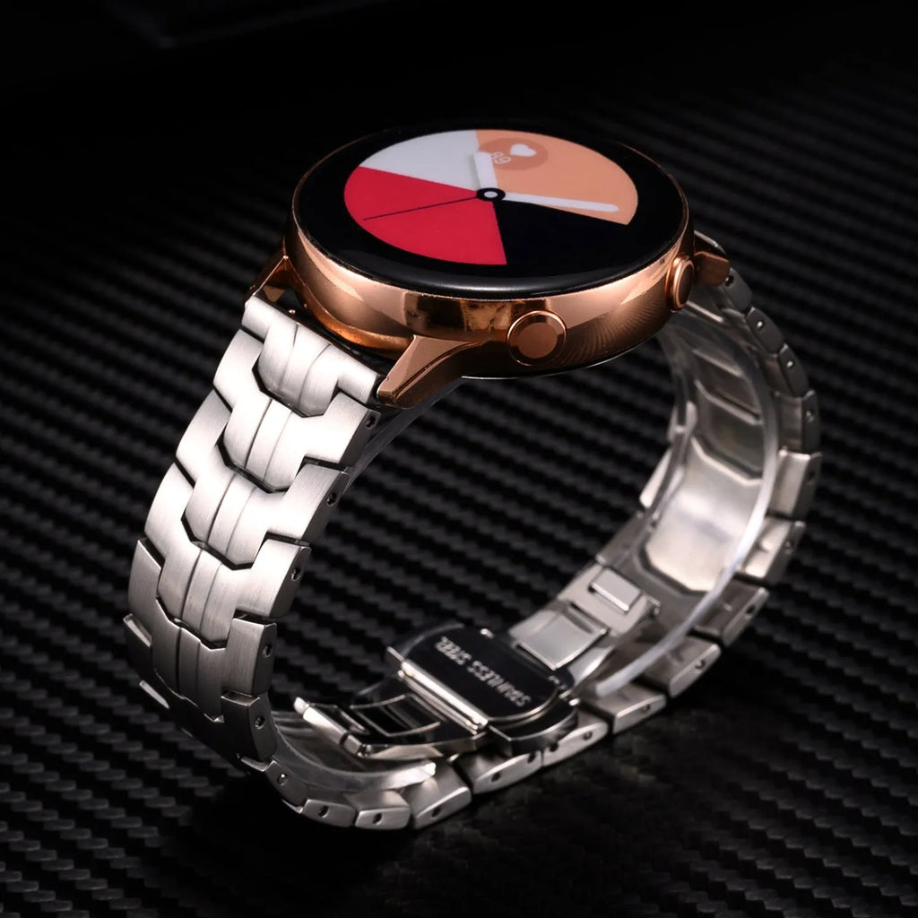 Stainless steel watch strap for Samsung Galaxy Watch 7, 6, 5 in silver colour with universal lugs.