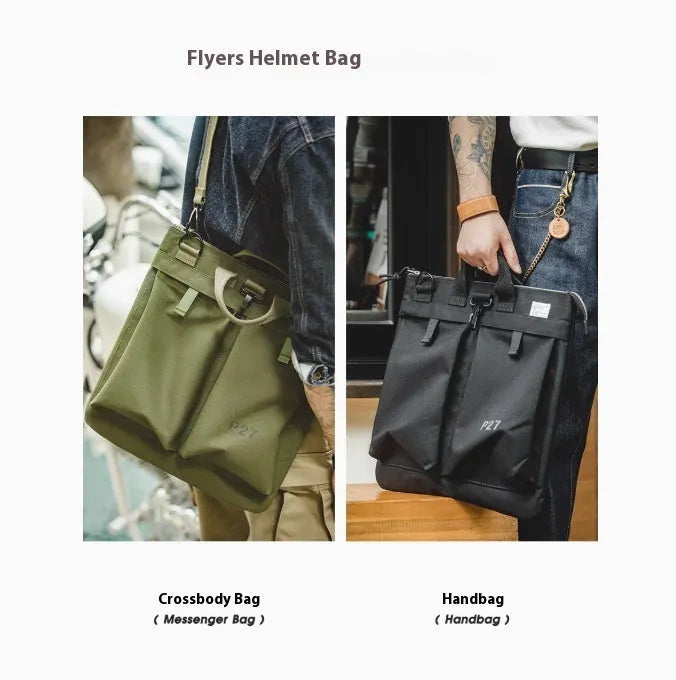 Marden Tooling military green canvas crossbody messenger bag with vertical square shape