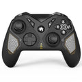 Black wireless game controller with textured grip for Nintendo, smartphone, and PC use