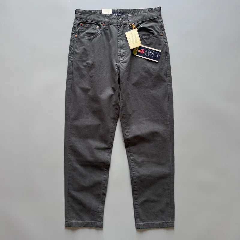 Men's cotton straight leg casual trousers in solid Army Green colour with mid-waist fit
