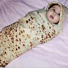 Round flannel burrito blanket 280Gsm in soft microfiber fleece with tortilla wrap design