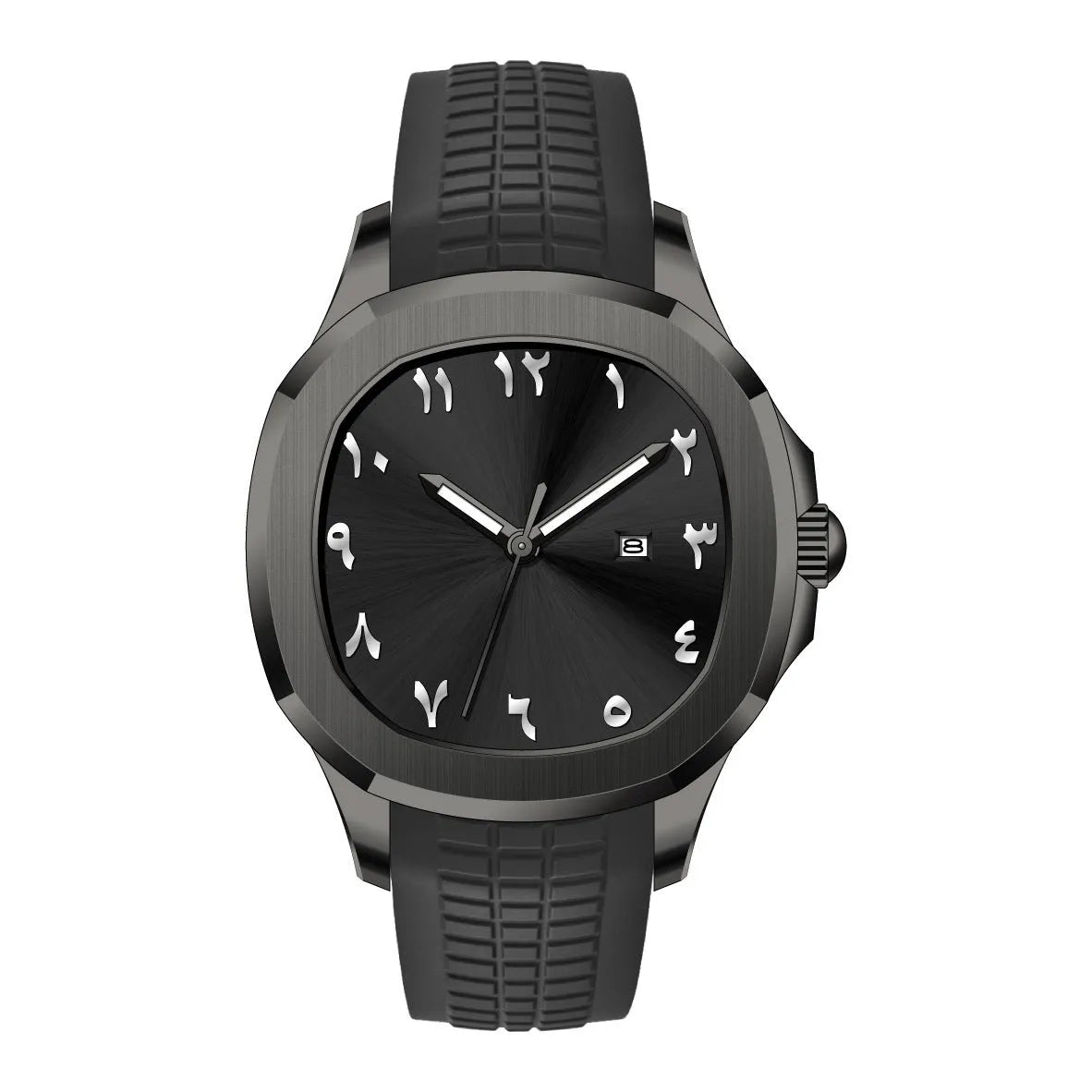 Classic Grenade silicone band quartz watch, grey strap with silver case, sporty style, 10mm thin