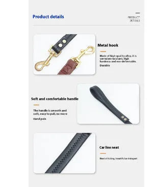 PU leather pet traction belt in black or maroon for dog walking