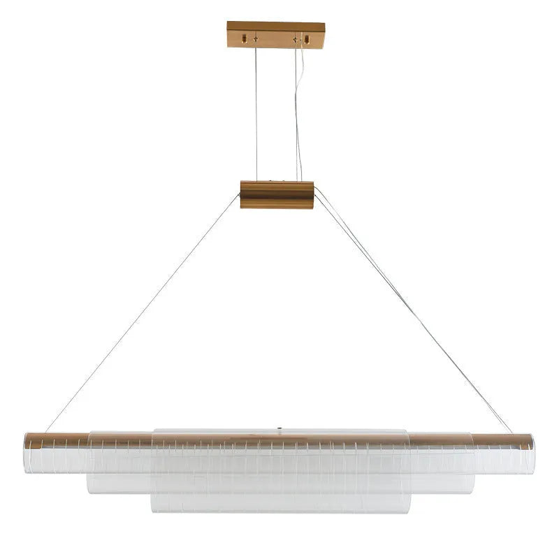 Modern glass pendant lamp with iron body for restaurant and bar lighting in three lengths