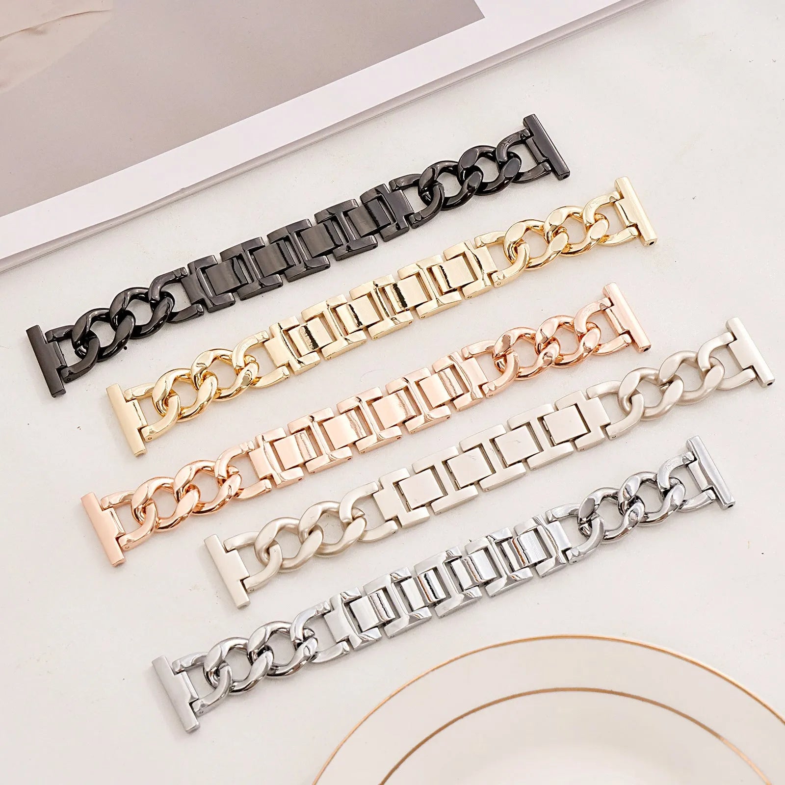 Denim chain pattern metal strap for Apple Watch in five colour options