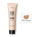 30ml tube of BB cream in natural finish with nine shade options displayed