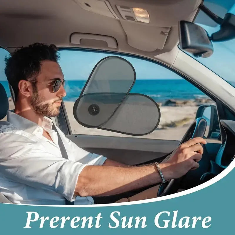 Black breathable mesh car window shade for baby protection on side windows with suction cup attachment